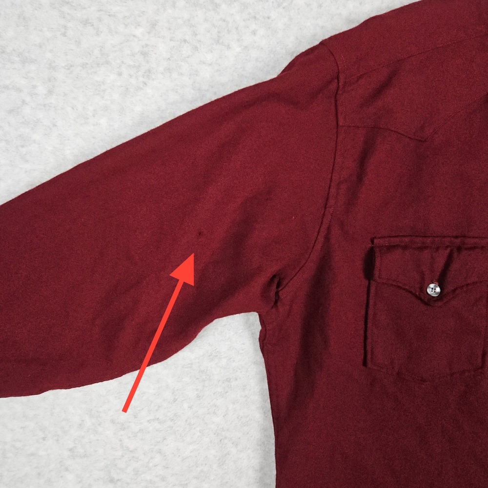Vintage Pendleton (Men's Large) Burgundy Wool Western Yoke Button Shirt USA Made - Picture 4 of 8